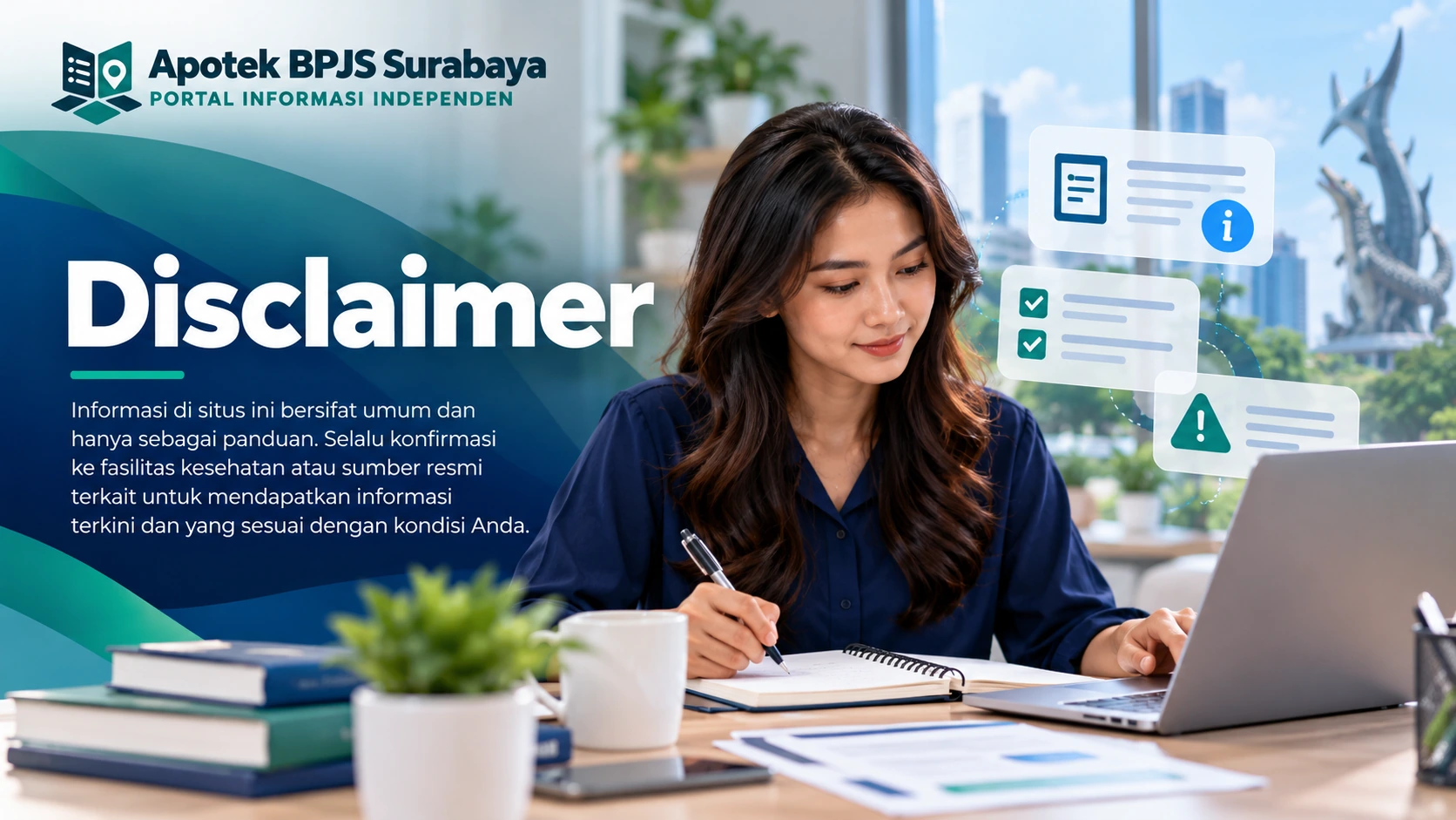 Banner disclaimer mengenai batas penggunaan informasi JKN di Surabaya