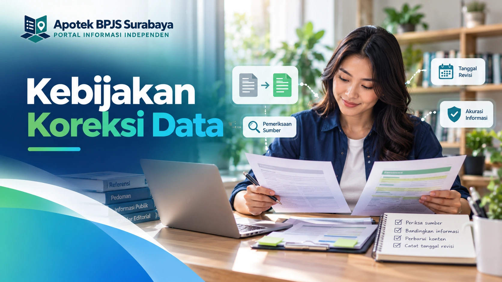 Banner kebijakan koreksi data dan informasi di Apotek BPJS Surabaya