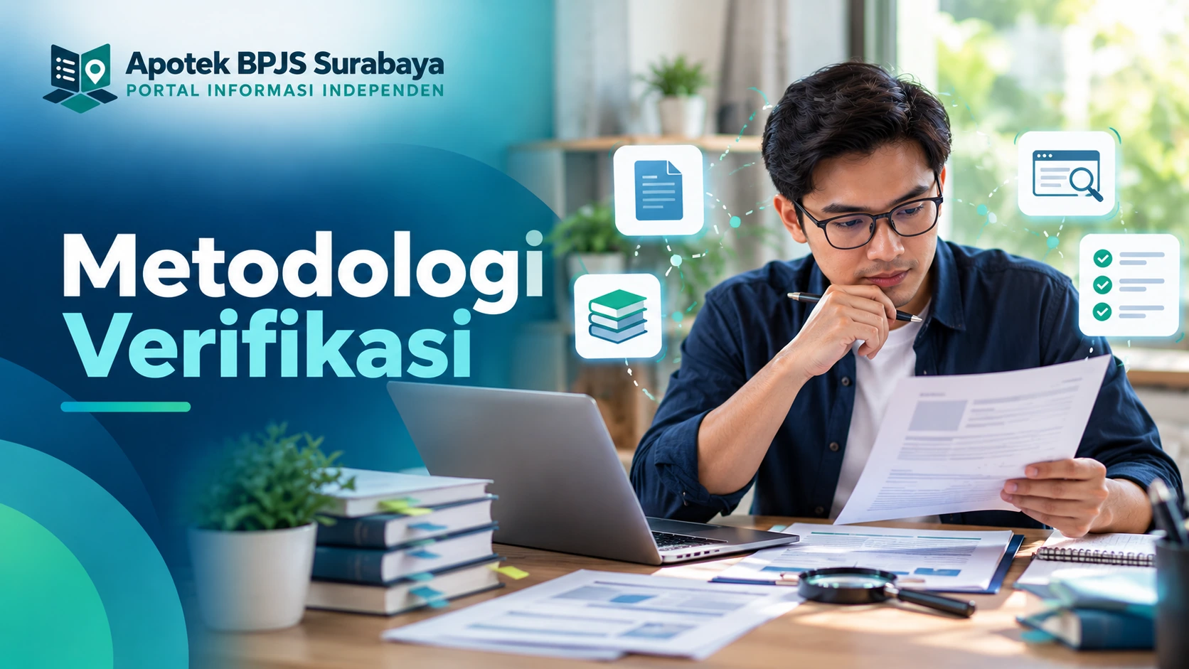 Banner metodologi verifikasi sumber informasi JKN dan fasilitas di Surabaya